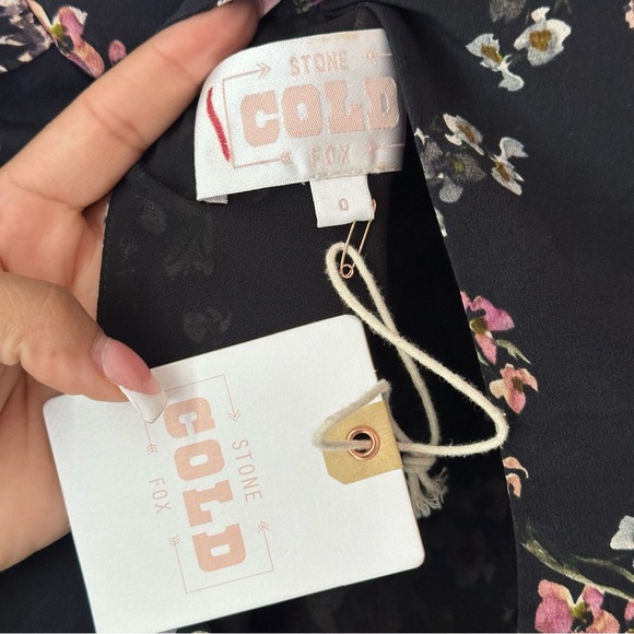 Stone Cold Fox Woody Dress Black Floral Long Sleeve Mini Keyhole Back Size 0 NWT - Picture 7 of 12